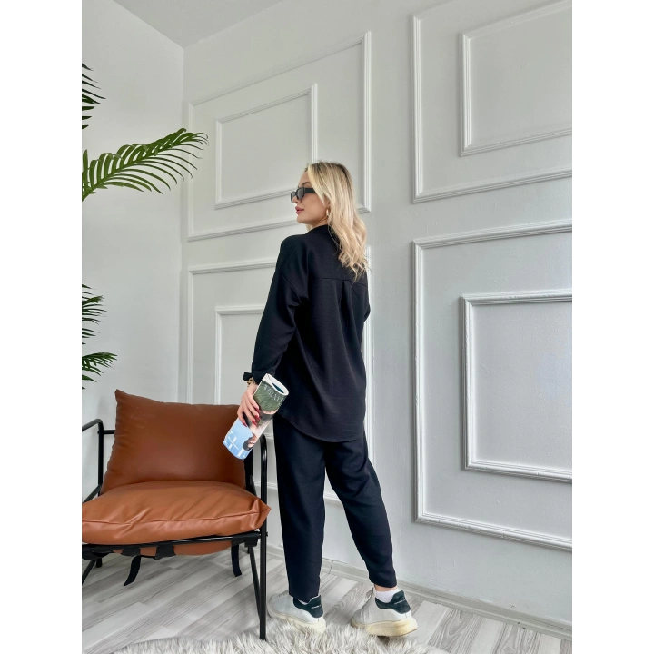 Kadın Keten İkili Takım Siyah