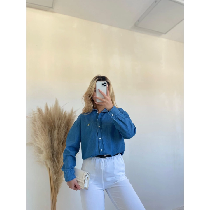 Kadın Kot Gömlek Mavi
