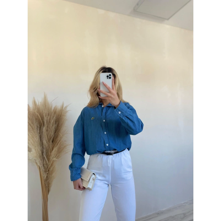 Kadın Kot Gömlek Mavi