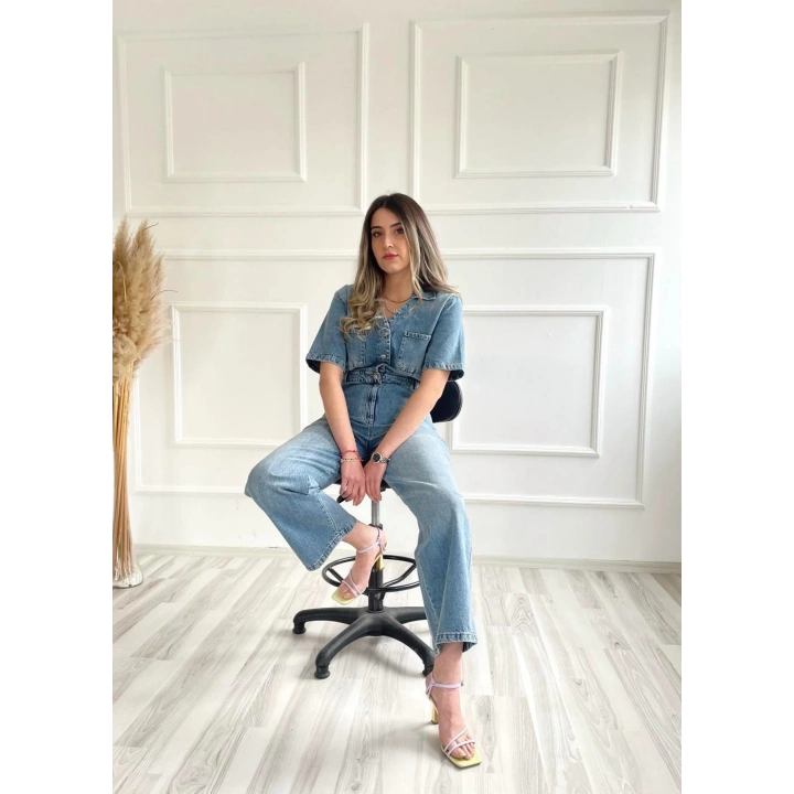 Kadın Kot Tulum Buz Mavi