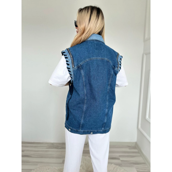 Kadın Kot Yelek Ceket Mavi