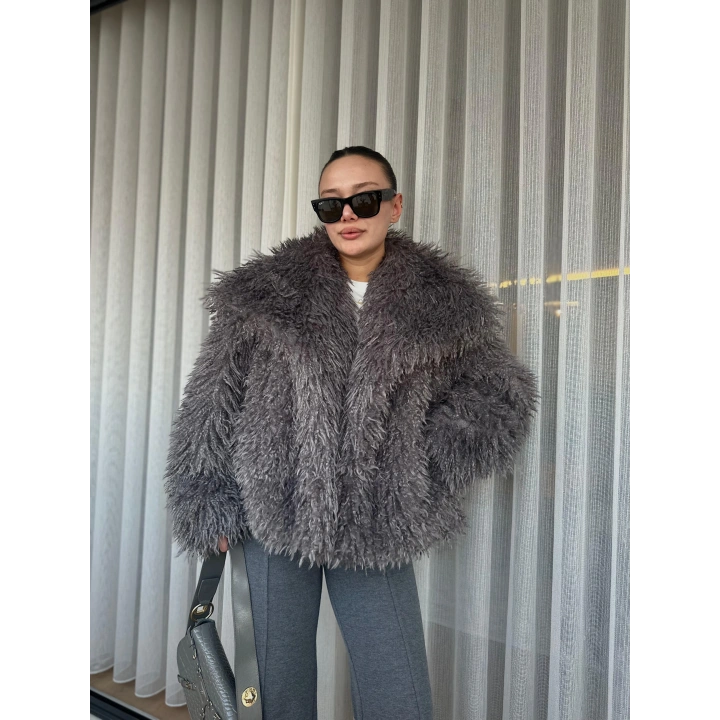 Kadın Kürk Mont Antrasit