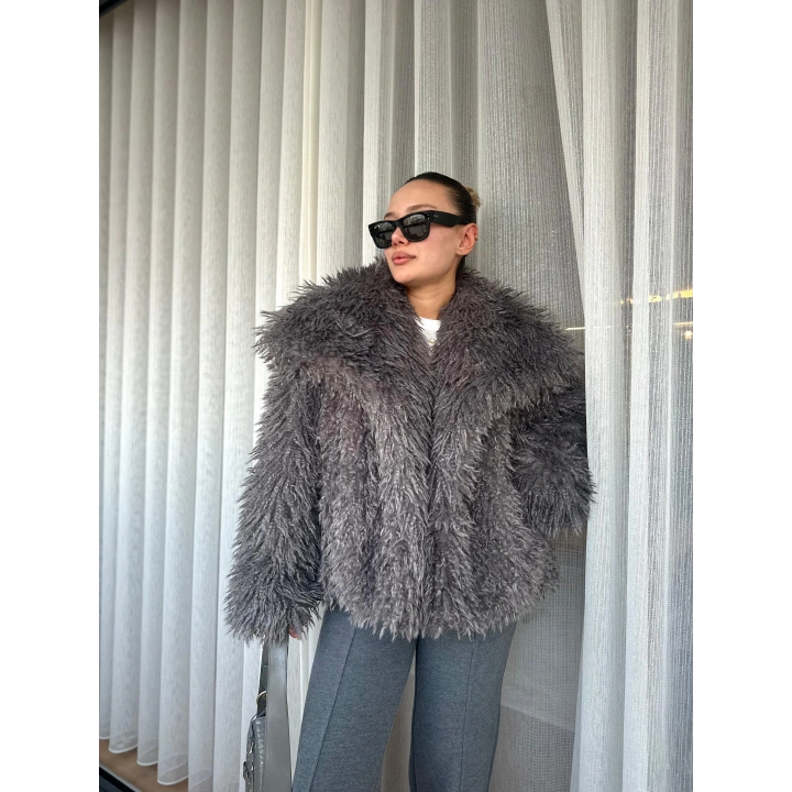 Kadın Kürk Mont Antrasit