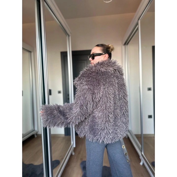 Kadın Kürk Mont Antrasit