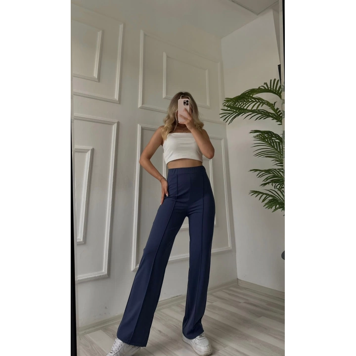 Kadın Modal Kumaş Palazzo Pantolon Lacivert