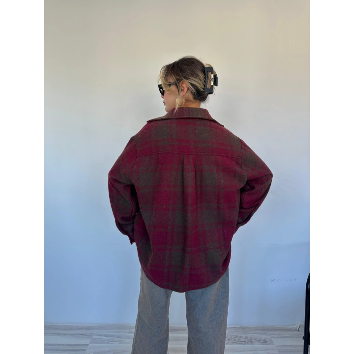 Kadın Oduncu Gömlek Bordo-Kahverengi