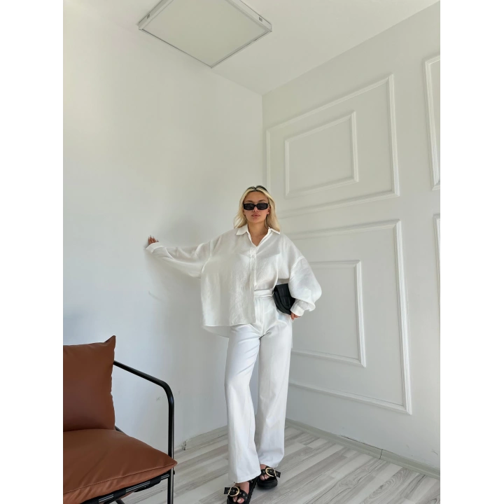 Kadın Oversize Gömlek Beyaz
