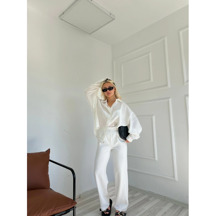 Kadın Oversize Gömlek Beyaz