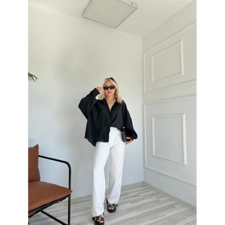 Kadın Oversize Gömlek Siyah