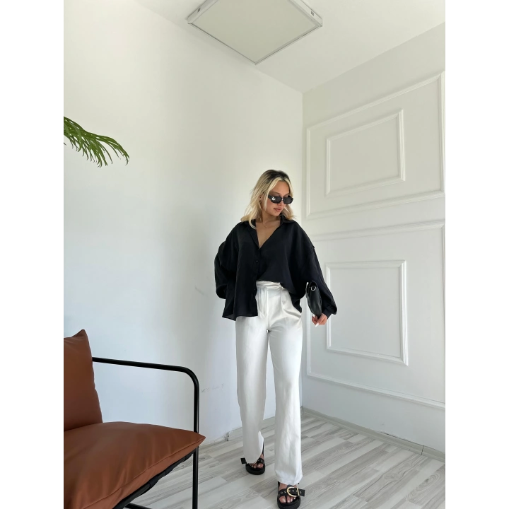 Kadın Oversize Gömlek Siyah