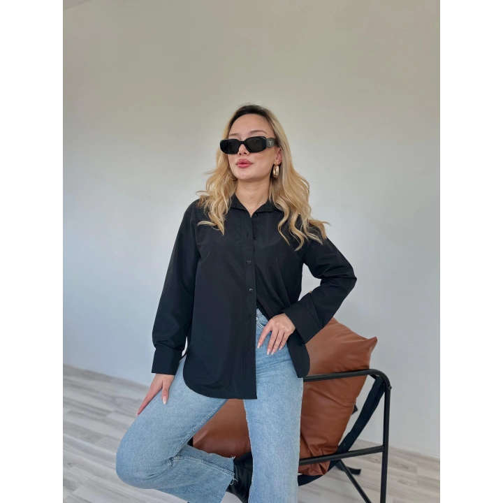 Kadın Oversize Gömlek Siyah