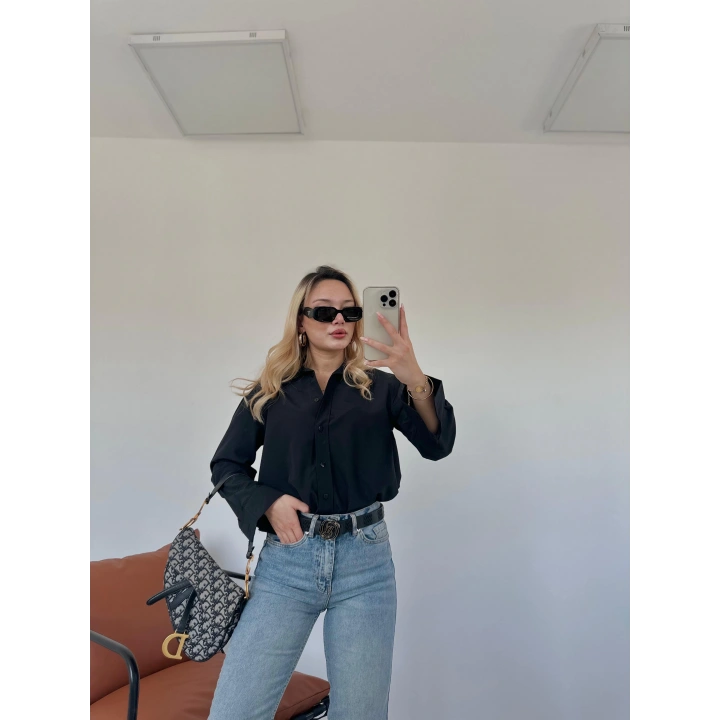 Kadın Oversize Gömlek Siyah