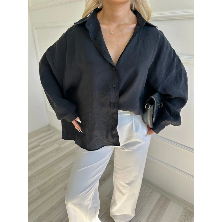 Kadın Oversize Gömlek Siyah