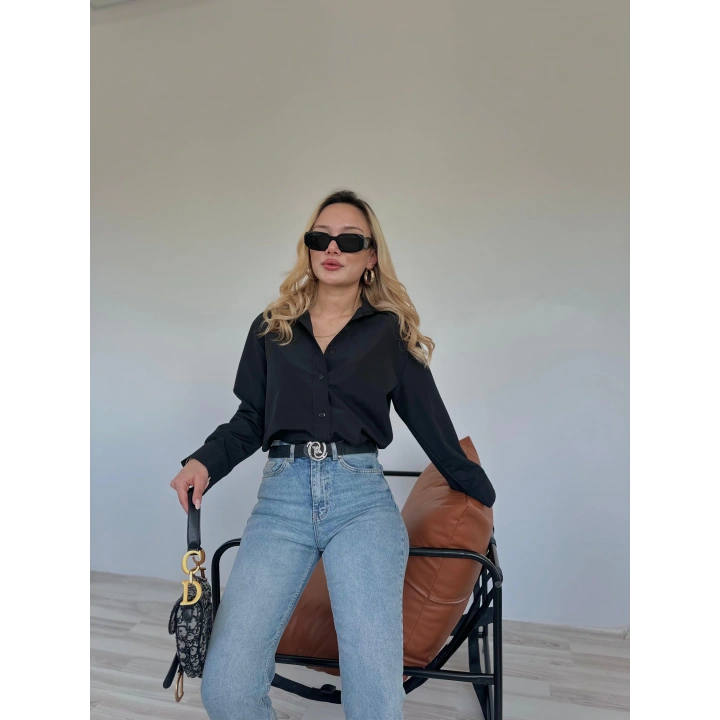 Kadın Oversize Gömlek Siyah
