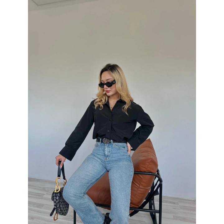 Kadın Oversize Gömlek Siyah