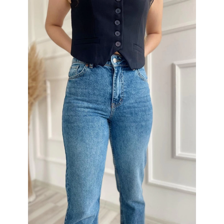 Kadın Palazzo Kot Pantolon Mavi