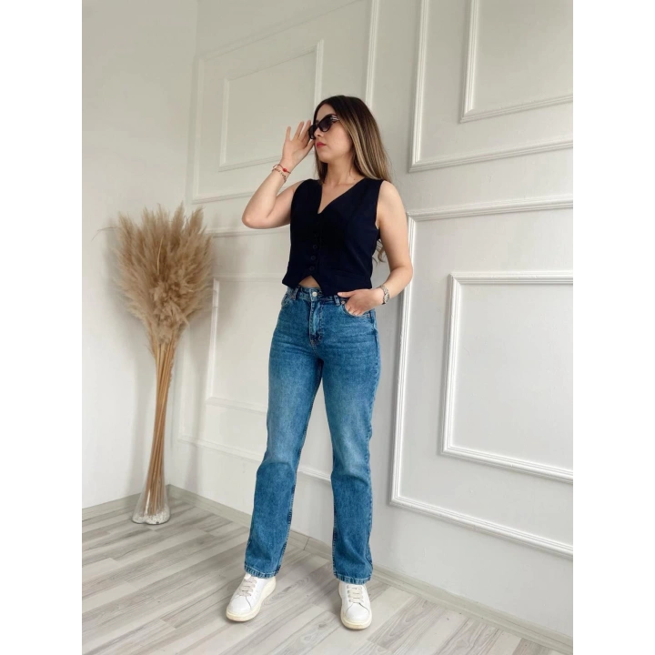 Kadın Palazzo Kot Pantolon Mavi