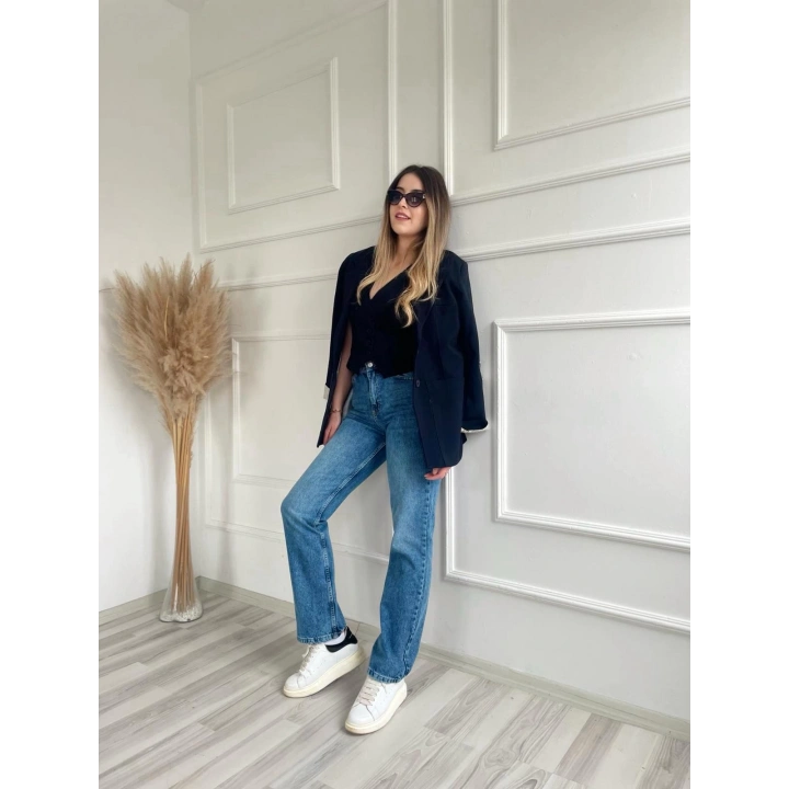 Kadın Palazzo Kot Pantolon Mavi