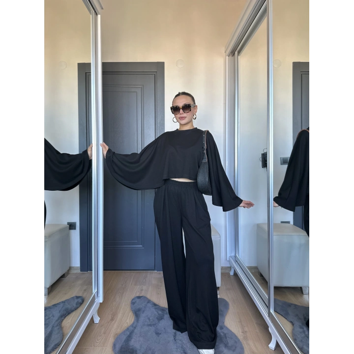 Kadın Panço Takım Siyah