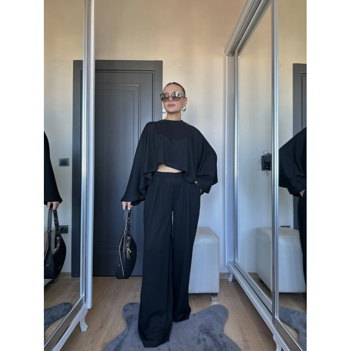 Kadın Panço Takım Siyah