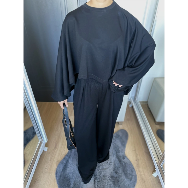 Kadın Panço Takım Siyah