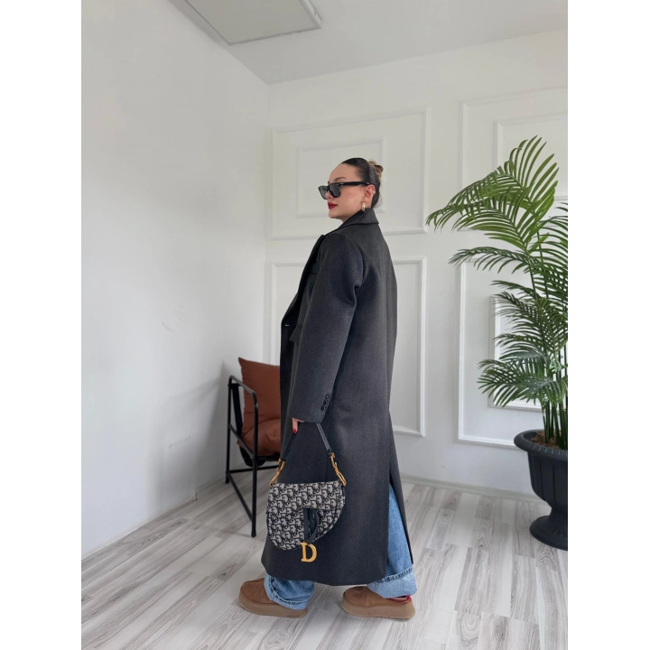 Kadın Premium Kalite Kaşe Kaban Siyah