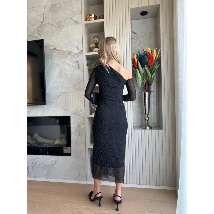 Kadın Taşlı Elbise Siyah