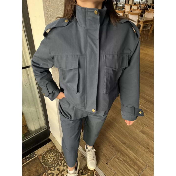 Kadın Tencel Gabardin Takım Lacivert