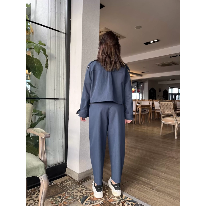 Kadın Tencel Gabardin Takım Lacivert