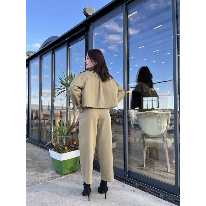 Kadın Tencel Gabardin Takım Yağ Yeşili