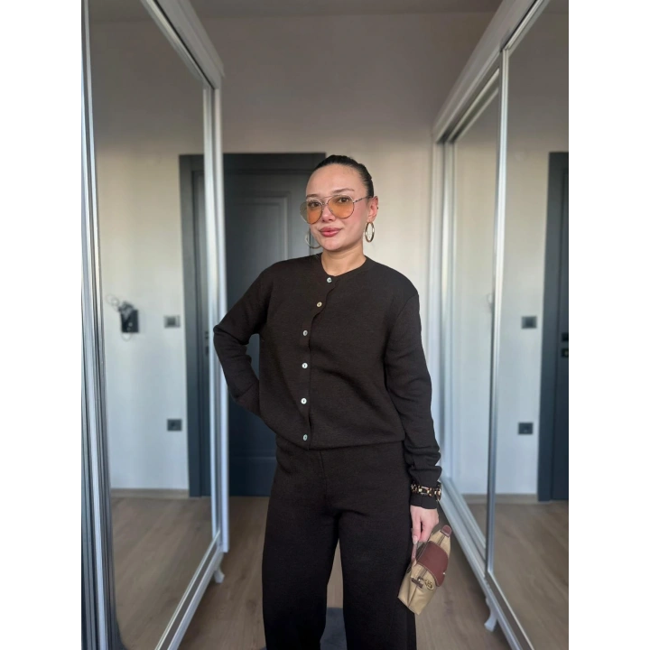 Kadın Triko Hırka Koyu Kahve