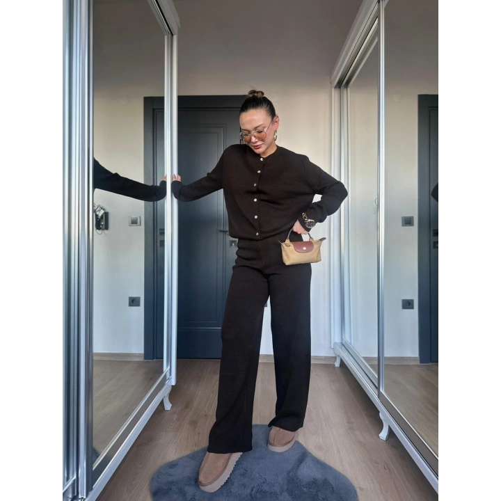 Kadın Triko Hırka Koyu Kahve