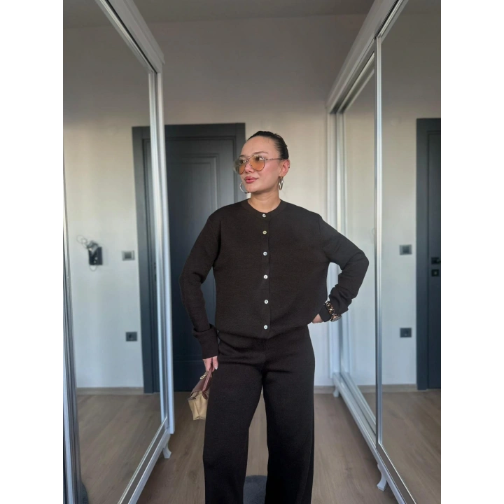 Kadın Triko Hırka Koyu Kahve