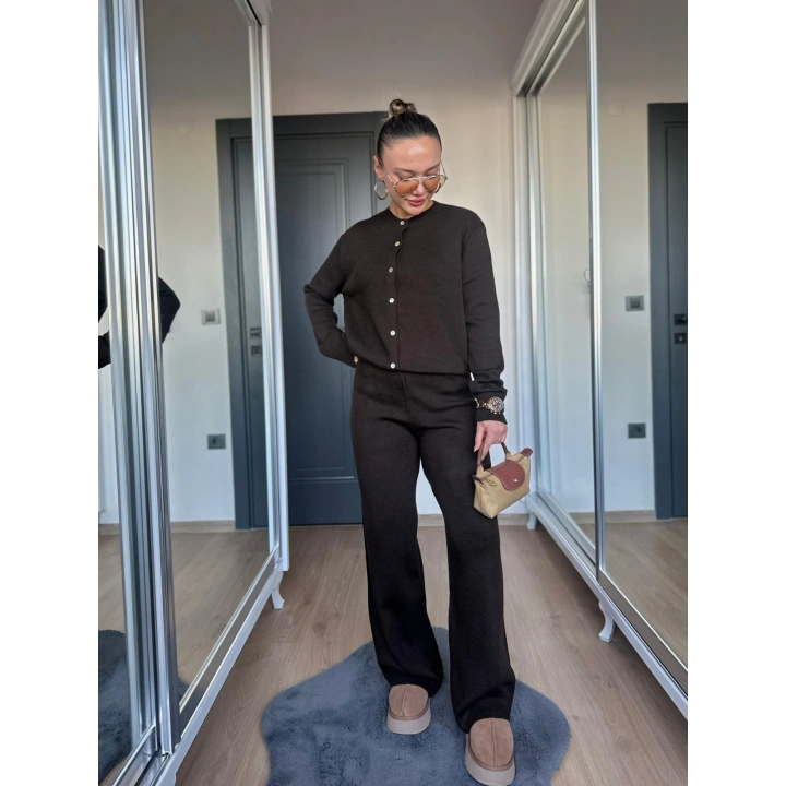 Kadın Triko Hırka Koyu Kahve