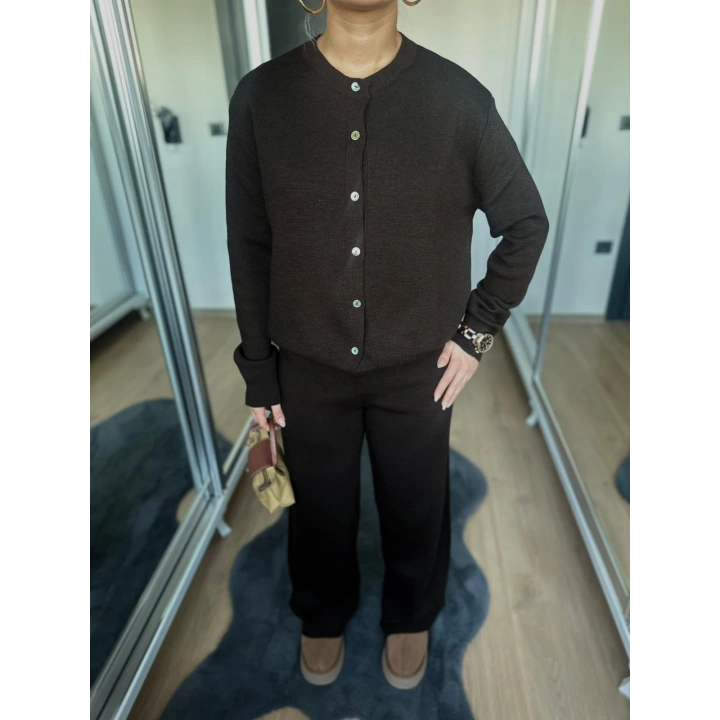 Kadın Triko Hırka Koyu Kahve