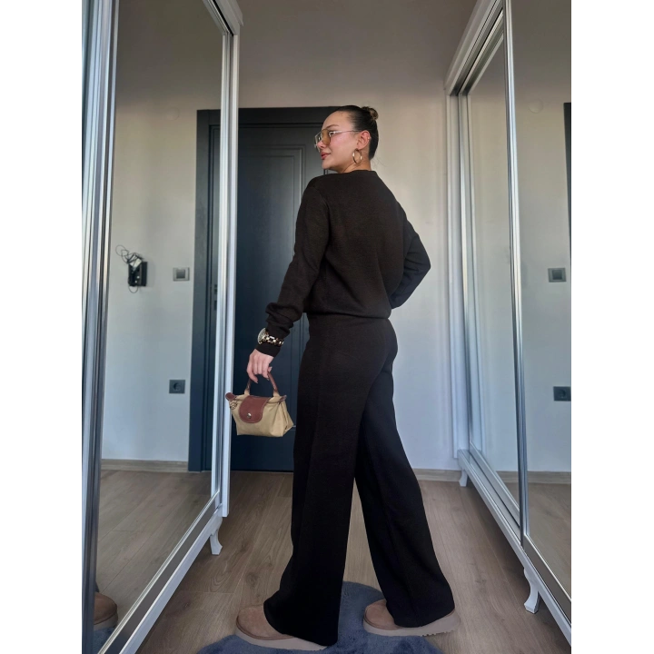 Kadın Triko Pantolon Koyu Kahve