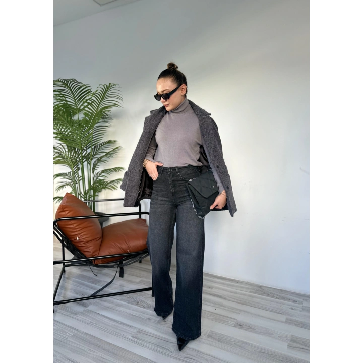 Kadın Wide Leg Jean Antrasit