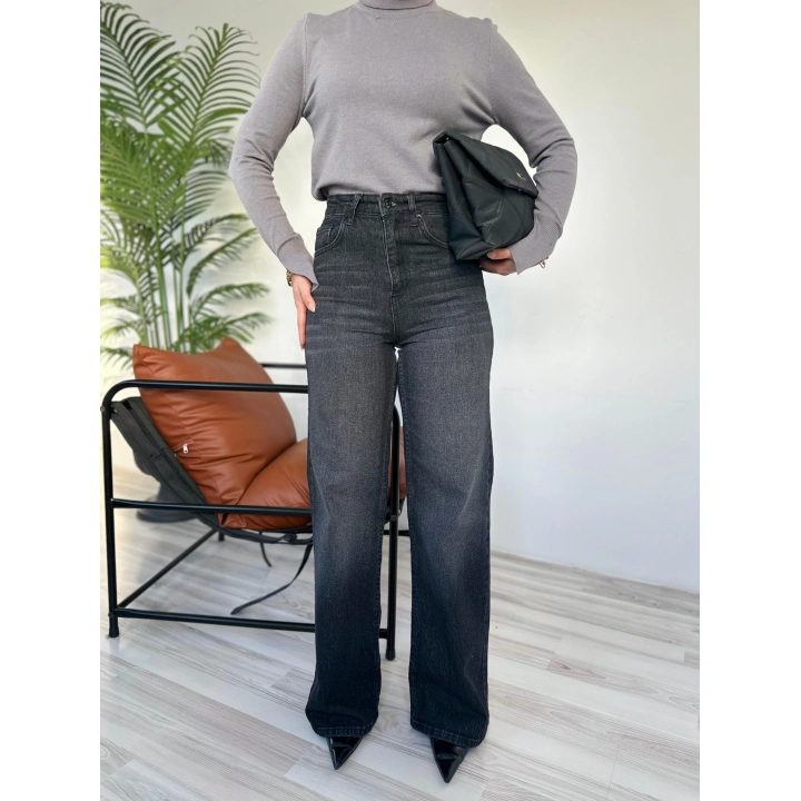 Kadın Wide Leg Jean Antrasit