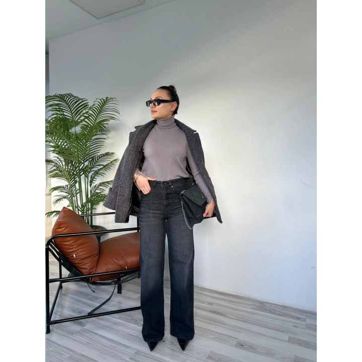 Kadın Wide Leg Jean Antrasit