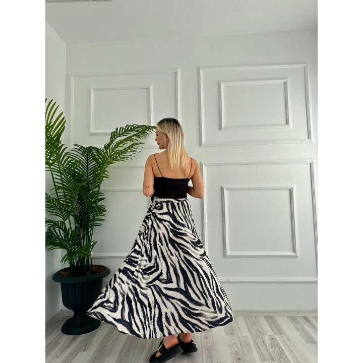 Kadın Zebra Desenli Etek Bej