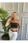 Kadın Askılı Haki Crop