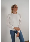Kadın Fisto Detaylı Sweat Beyaz