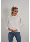 Kadın Fisto Detaylı Sweat Beyaz