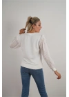 Kadın Fisto Detaylı Sweat Beyaz