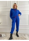 Kadın Kapüşonlu Paçası Lastikli Eşofman Takımı Saks Mavi