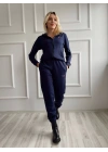 Kadın Kapüşonlu Paçası Lastikli Eşofman Takımı Lacivert