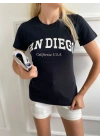 Kadın Basic Tişört San Diego Baskılı Siyah