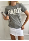 Kadın Basic Tişört Paris Le Marais Baskılı Gri