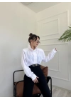 Kadın Oversize Dik Yaka Gömlek Beyaz