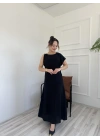 Kadın Omuzu Aksesuar Detaylı Elbise Siyah